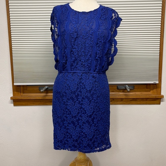 Bar III Dresses & Skirts - NWT Bar III Blue Floral Lace Mini Dress Size Large